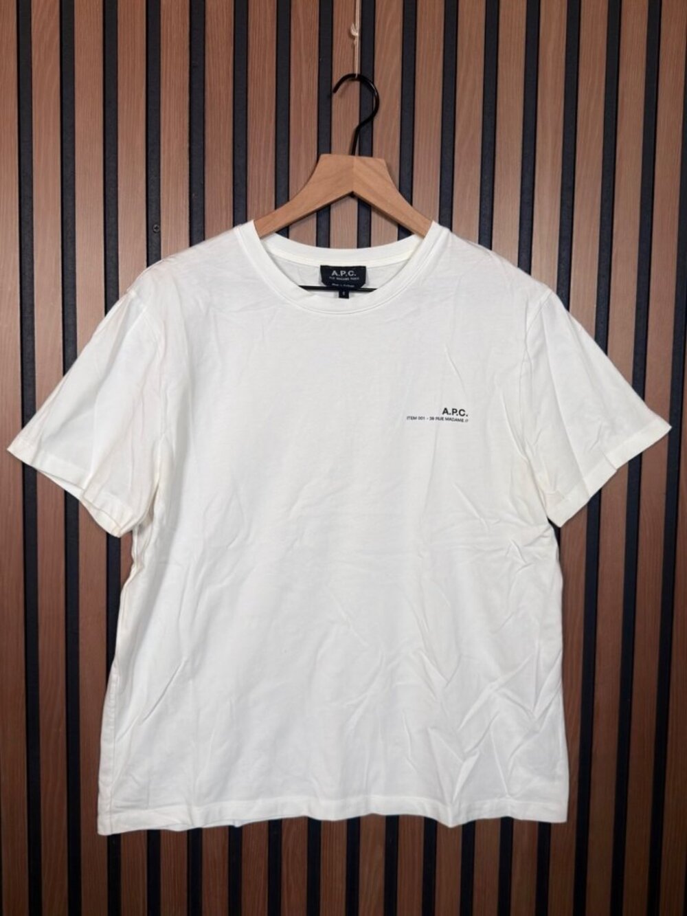 A.P.C. T Shirt Small Mens White Short Sleeve Graphic Logo Micro Tee Oversized